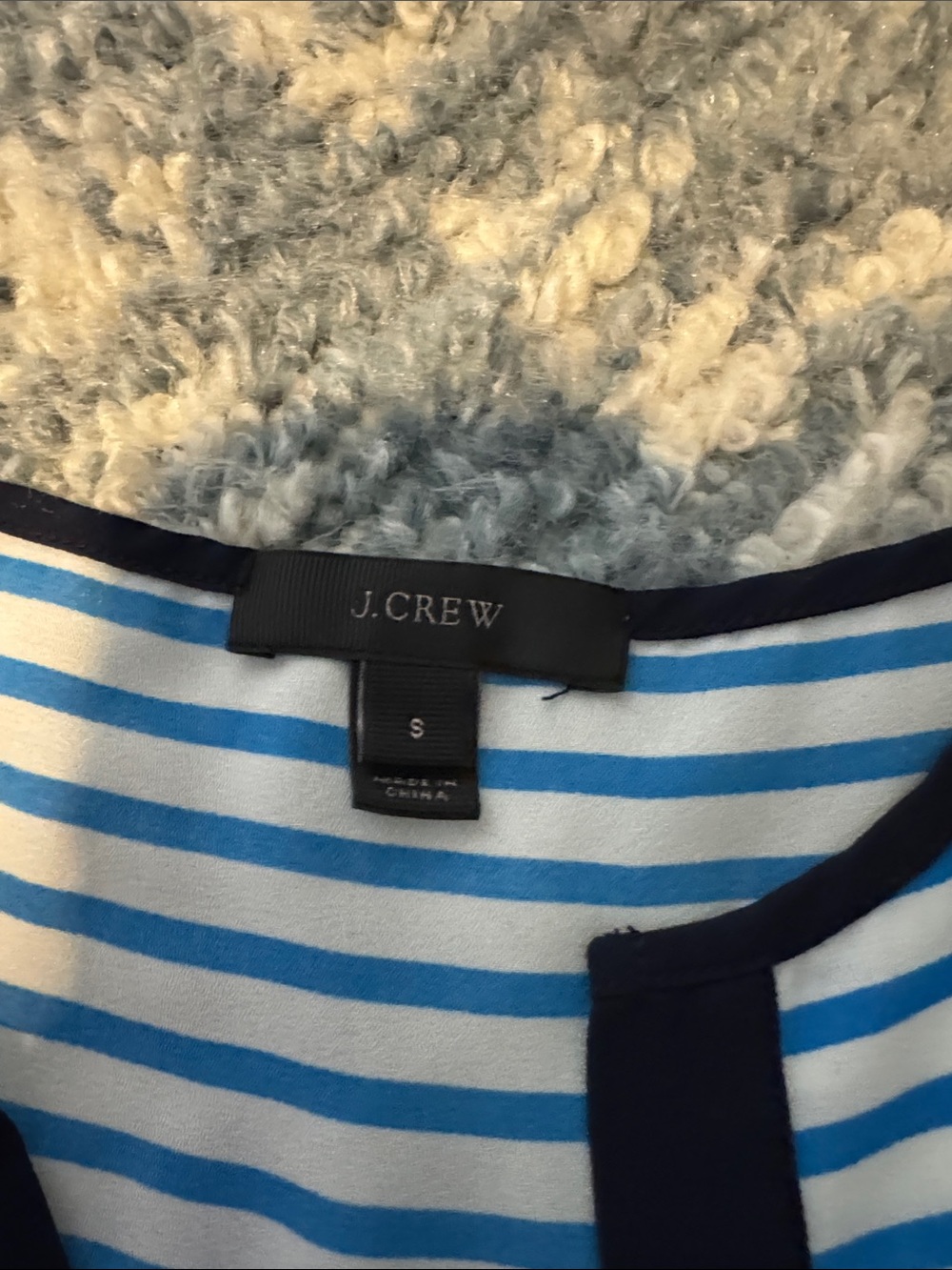 J. Crew Blue & White Striped Split-Neck Tunic - Picture 2 of 3